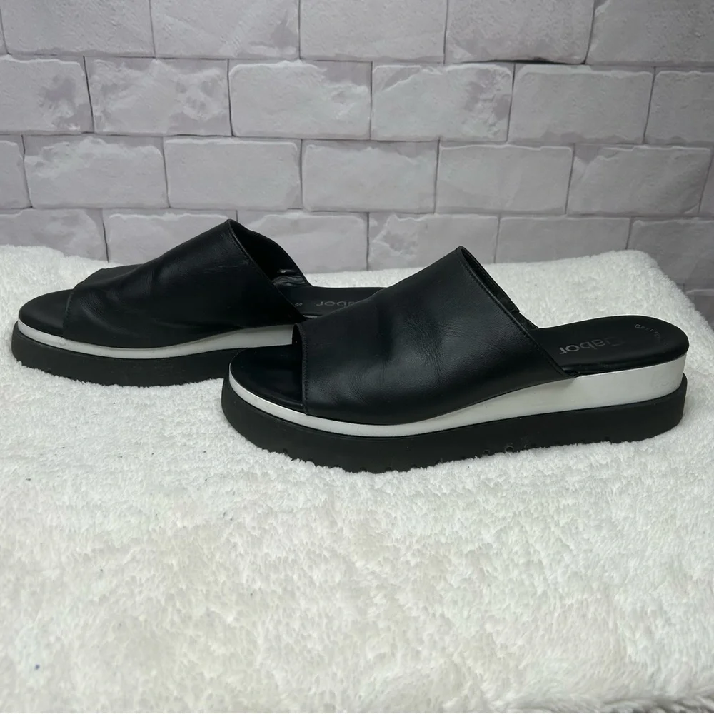 Gabor Black & White Platform Sandal Size 8